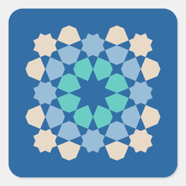 Pegatina Cuadrada Azulejo de Tranquilidad Turquesa (Anverso)