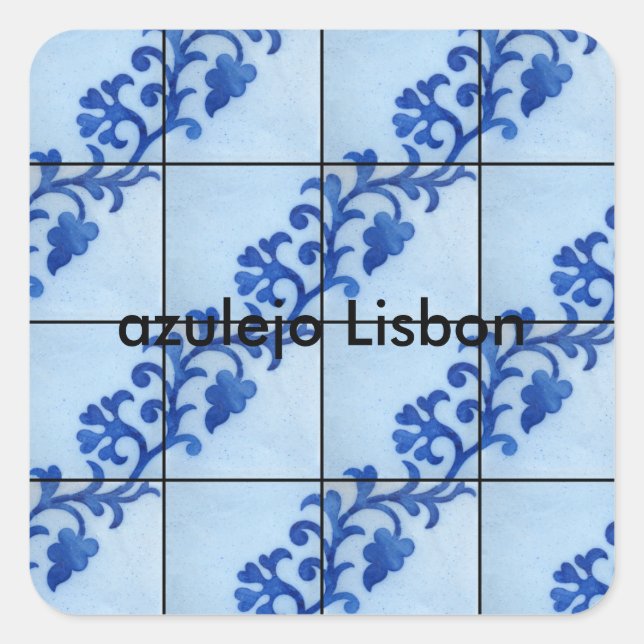 Pegatina Cuadrada azulejo Lisbon (Anverso)