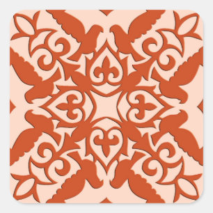 Pegatina Cuadrada Azulejo marroquí - naranja coral y melocotón
