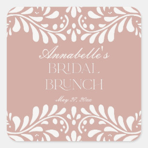 Pegatina Cuadrada Azulejo Talavera Rosa Desayuno Nupcial Fiesta Espa