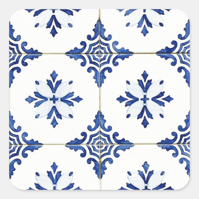 Pegatina Cuadrada Azulejos (Anverso)