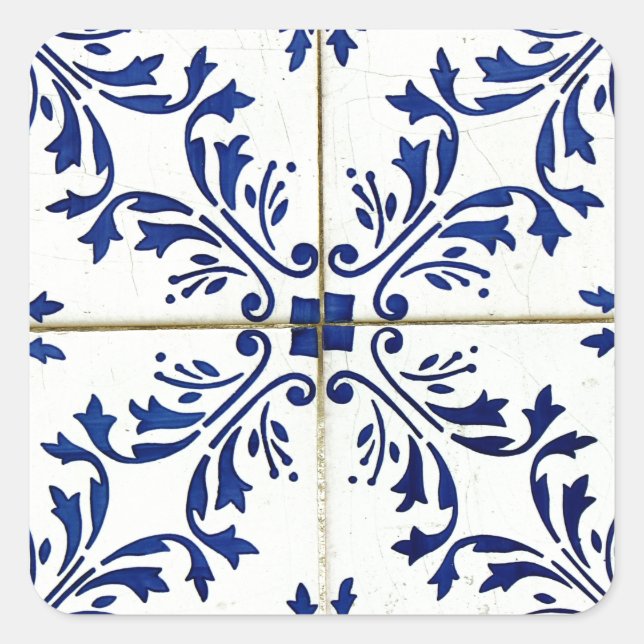 Pegatina Cuadrada Azulejos (Anverso)