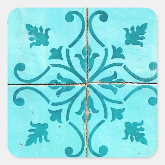 Pegatina Cuadrada Azulejos (Anverso)