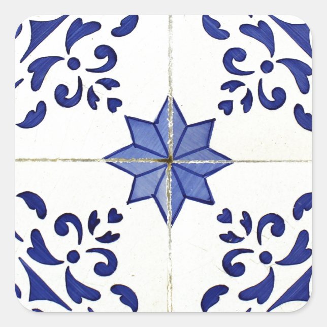 Pegatina Cuadrada Azulejos (Anverso)