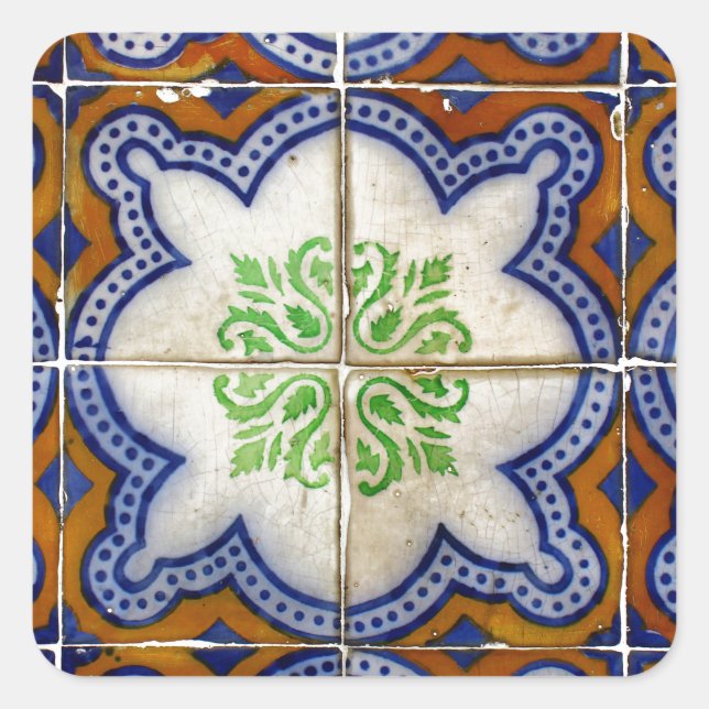 Pegatina Cuadrada Azulejos (Anverso)