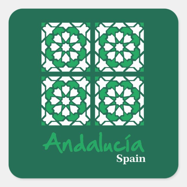 Pegatina Cuadrada Azulejos Andaluzes 2 (Anverso)