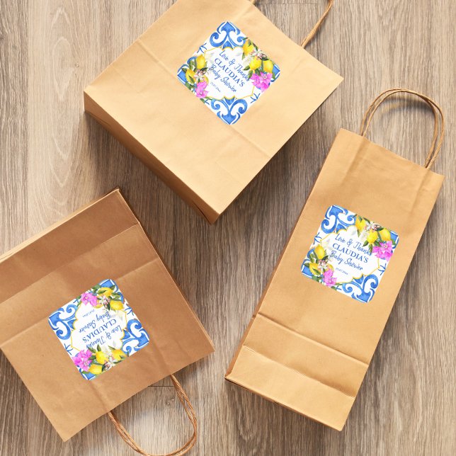 Pegatina Cuadrada Azulejos azules limón Bougainvillea Amalfi bebé du (Subido por el creador)