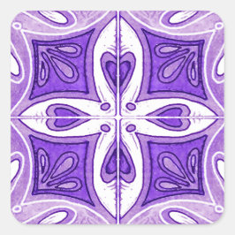 Pegatina Cuadrada Azulejos cardíacos inspirados por Azulejos portugu