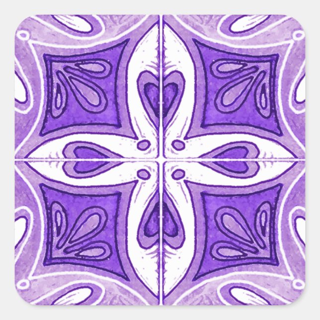 Pegatina Cuadrada Azulejos cardíacos inspirados por Azulejos portugu (Anverso)