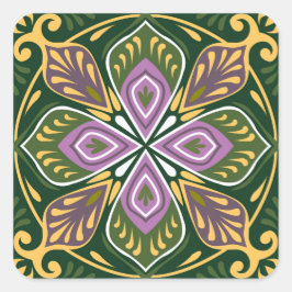 Pegatina Cuadrada Azulejos de oliva y lavanda
