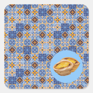 Pegatina Cuadrada Azulejos de Pasteles de Nata