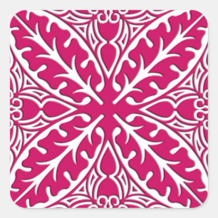 Pegatina Cuadrada azulejos marroquíes - magenta y blanco