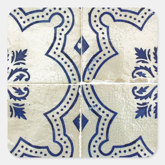 Pegatina Cuadrada Azulejos, Portuguese Tiles (Anverso)