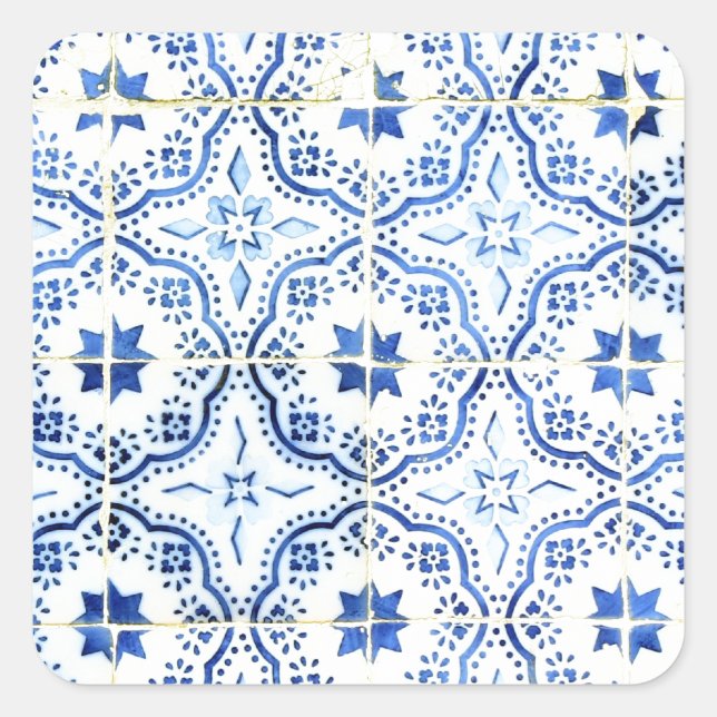 Pegatina Cuadrada Azulejos, Portuguese Tiles (Anverso)