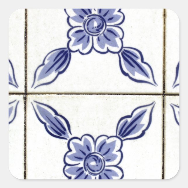 Pegatina Cuadrada Azulejos, Portuguese Tiles (Anverso)