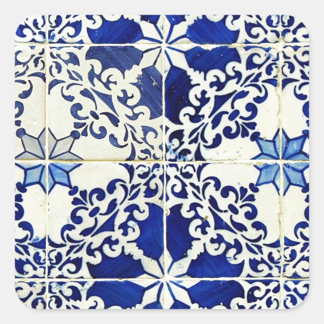 Pegatina Cuadrada Azulejos, Portuguese Tiles (Anverso)