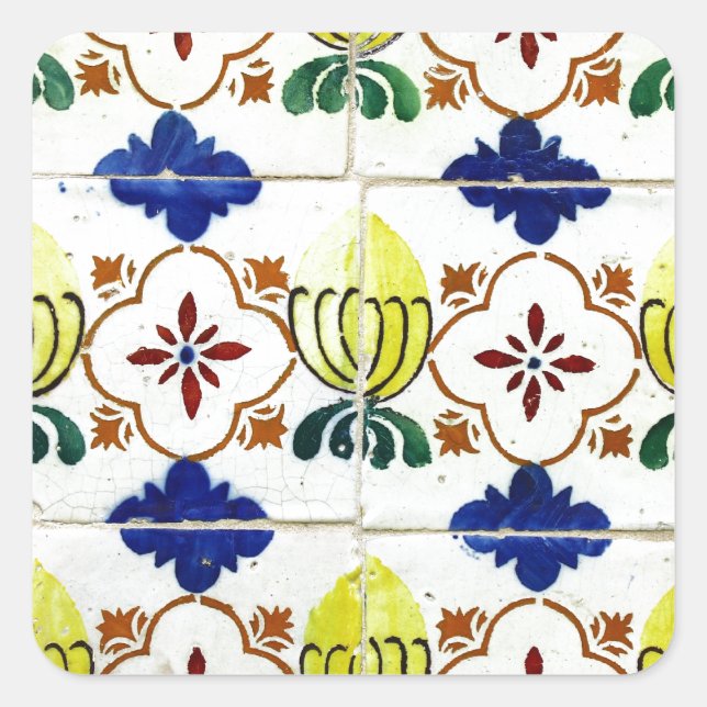Pegatina Cuadrada Azulejos, Portuguese Tiles (Anverso)