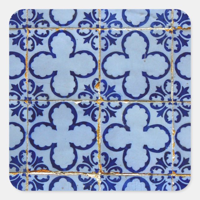 Pegatina Cuadrada Azulejos, Portuguese Tiles (Anverso)