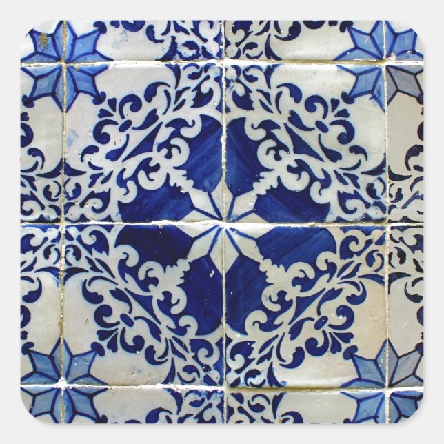 Pegatina Cuadrada Azulejos, Portuguese Tiles (Anverso)