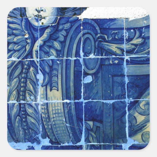 Pegatina Cuadrada Azulejos, Portuguese Tiles (Anverso)