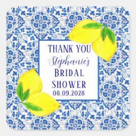 Pegatina Cuadrada Azulejos portugueses Despedida de soltera mediterr