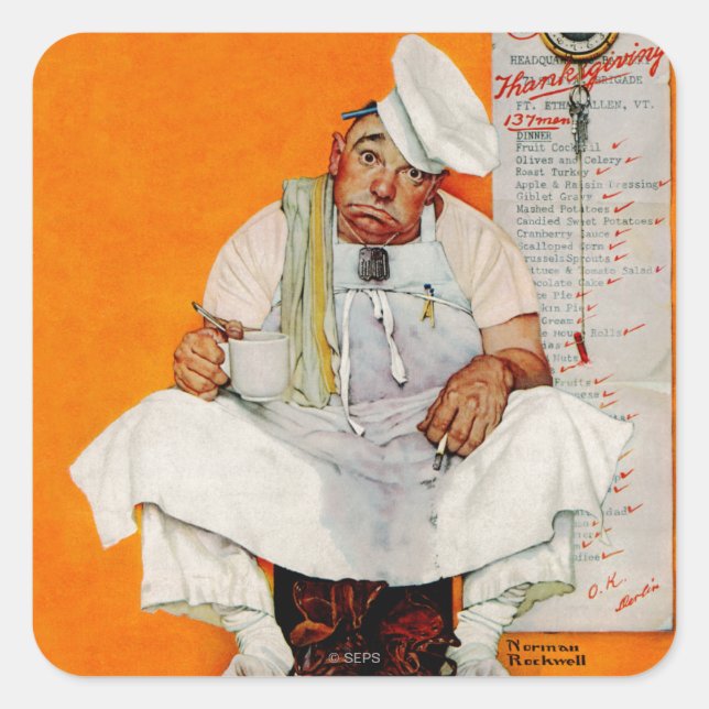 Pegatina Cuadrada Azules del día de la acción de gracias (Anverso)