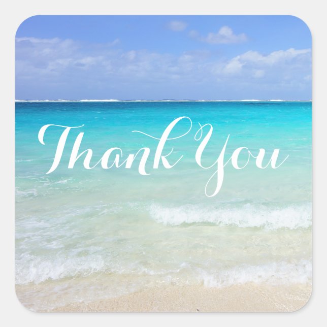 Pegatina Cuadrada Azure Blue Caribbean Tropical Beach Gracias (Anverso)
