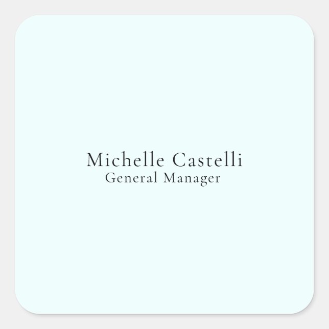 Pegatina Cuadrada Azure Blue Professional Unique Classical Simple (Anverso)