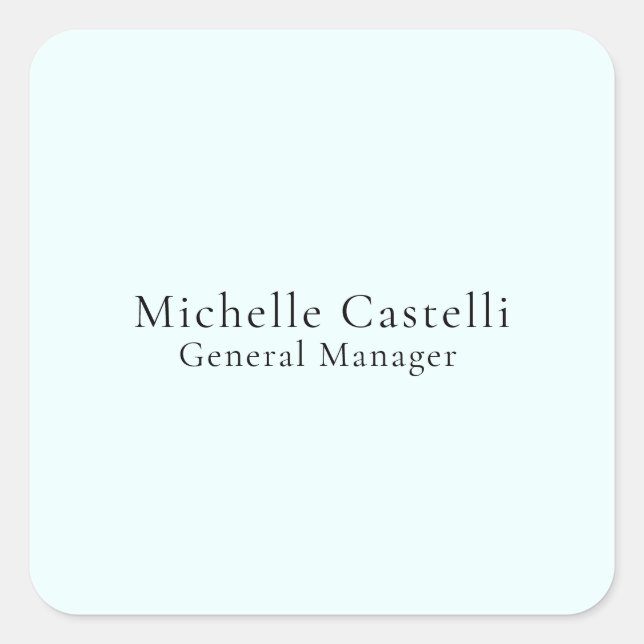 Pegatina Cuadrada Azure Blue Professional Unique Classical Simple (Anverso)