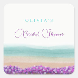 Pegatina Cuadrada Azure Coast en Flor Bridal Shower 