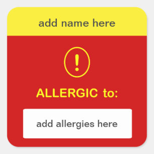 Pegatina Cuadrada b3 - PERSONALIZAR ESTE ~ Añadir nombre + alergia.