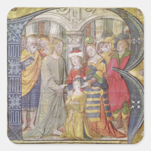 Pegatina Cuadrada 'B' inicial historiada