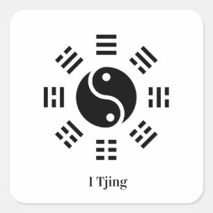 Pegatina Cuadrada Ba Gua, ocho trigramas, personalizable Yin yang
