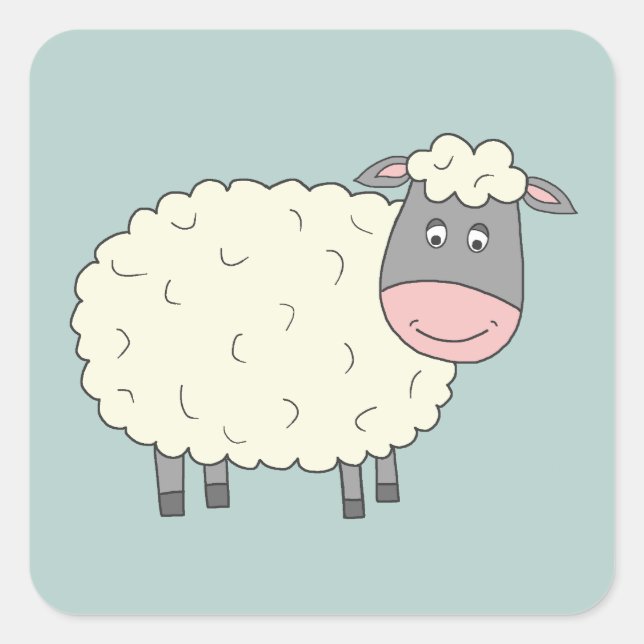 Pegatina Cuadrada Baa Baa Sheep (Anverso)
