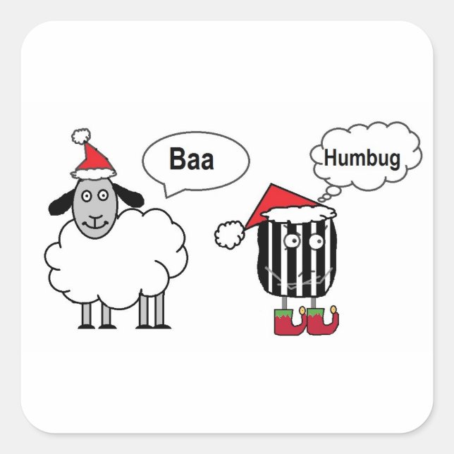 Pegatina Cuadrada Baa Humbug graciosos Navidades Personalizado de ov (Anverso)