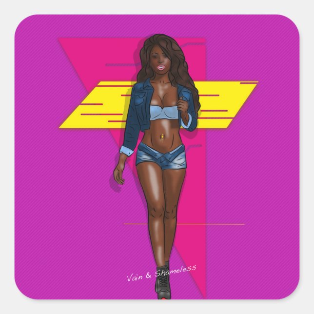 Pegatina Cuadrada Babe in blue jeans (Anverso)