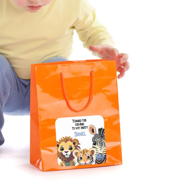 Pegatina Cuadrada Baby Animal Safari Animal Birday Party (Subido por el creador)