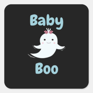 Pegatina Cuadrada Baby Boo Cute Niños O Parejas De Halloween Regalo