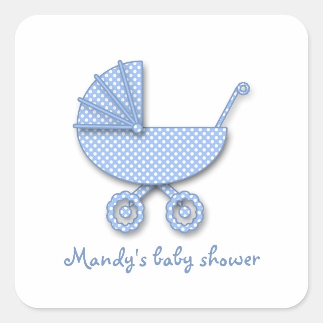 Pegatina Cuadrada baby boy polka dot (Anverso)