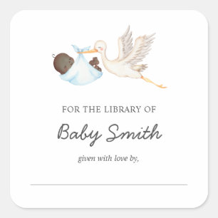Pegatina Cuadrada Baby Boy Storm Shower Bookplate