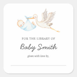 Pegatina Cuadrada Baby Boy Storm Shower Bookplate