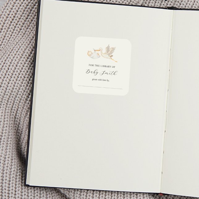Pegatina Cuadrada Baby Boy Storm Shower Bookplate (Subido por el creador)
