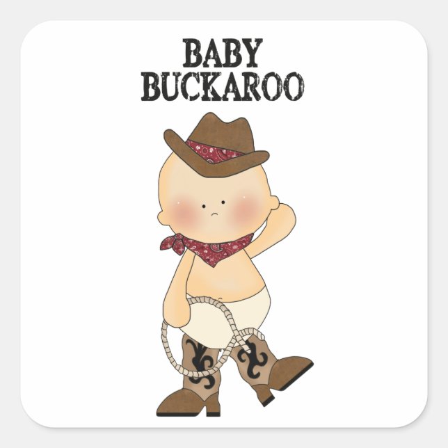 Pegatina Cuadrada Baby Buckaroo Pegatinas (Anverso)