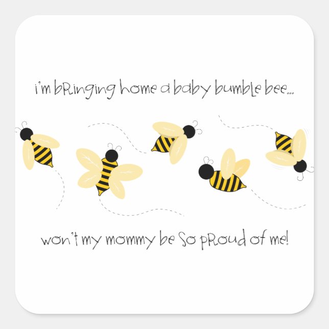 Pegatina Cuadrada Baby Bumble Bee (Anverso)