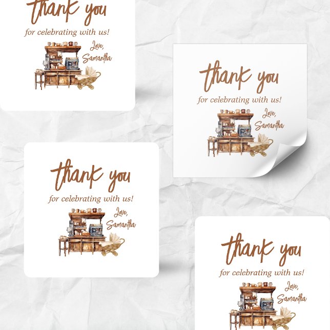 Pegatina Cuadrada Baby Coffee Baby Shower (Coffee Baby Shower Sticker)