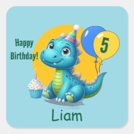Pegatina Cuadrada Baby Dino Birthday Sticker