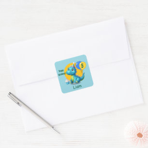 Pegatina Cuadrada Baby Dino Birthday Sticker
