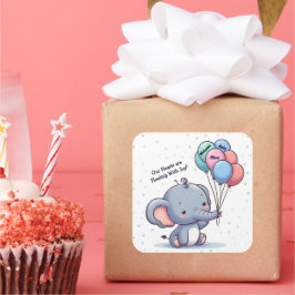 Pegatina Cuadrada Baby Elephant Balloon Sticker