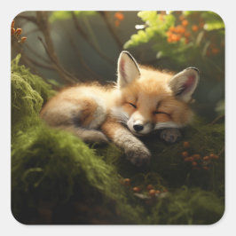 Pegatina Cuadrada Baby Fox