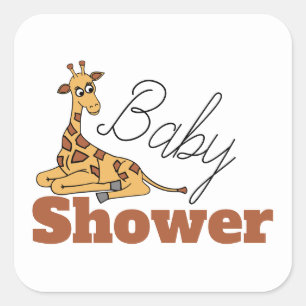 Pegatina Cuadrada Baby Giraffe, Baby Shower